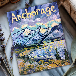 Van Gogh Anchorage Alaska liggande Vintage resor Helg Vykort