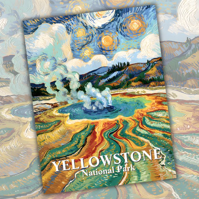 Van Gogh Anpassningsbar Yellowstone National Park  Vykort (Van Gogh Custom Yellowstone National Park Travel Postcard)