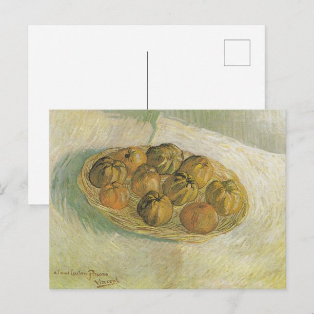 Van Gogh Äppelkorg - Klassisk stilleben Vykort (Fram/baksida)