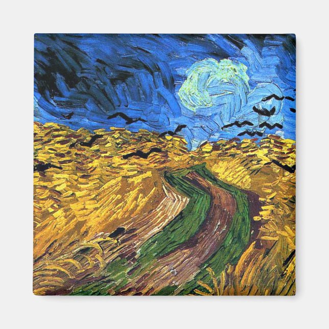 Van Gogh art: Wheatfield med Kråkor Magnet (Framsidan)