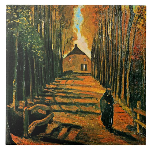 Van Gogh, Avenue of Poplars at Sunset, Kakelplatta (Framsidan)