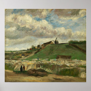Van Gogh - Backe i Montmartre med stenstenbrott Poster