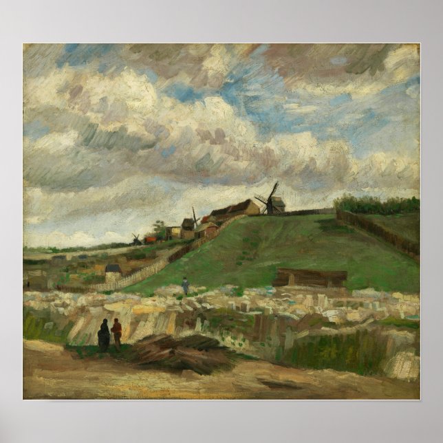 Van Gogh - Backe i Montmartre med stenstenbrott Poster (Framsidan)