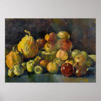 Van Gogh Basket of Apples and Two Pumpkins Poster