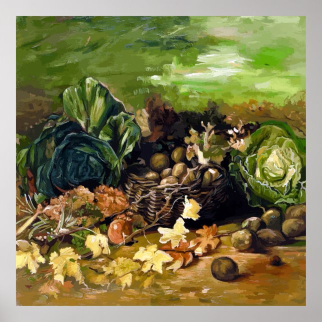 Van Gogh Basket of Potatoes, Leaves, Vegetables  Poster (Framsidan)