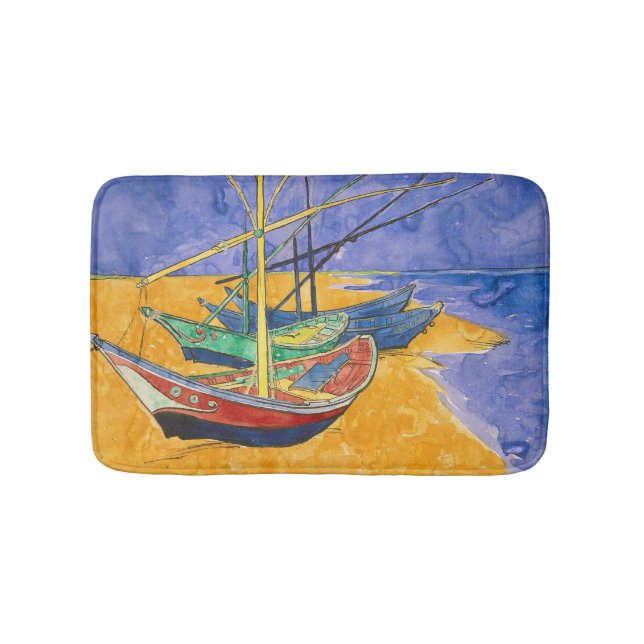 Van Gogh-båtar Impressionism Strand Badrumsmatta (Framsidan)