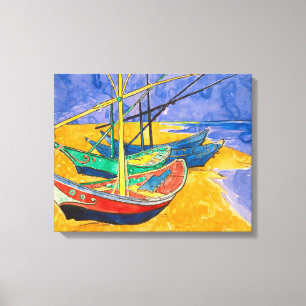Van Gogh Båtar Impressionism Strand Canvastryck