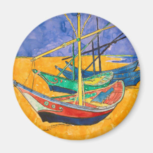 Van Gogh Båtar Impressionism Strand Magnet
