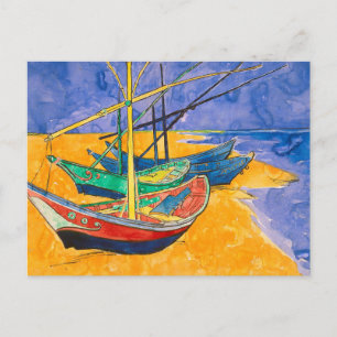 Van Gogh Båtar Impressionism Strand Vykort
