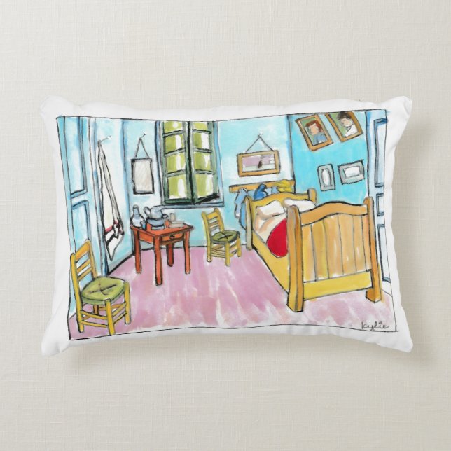Van Gogh Bedroom tribute painting by me. Prydnadskudde (Framsidan)