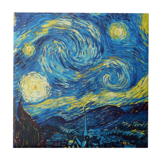 Van Gogh belägger med tegel den Starry natten Kakelplatta (Framsidan)