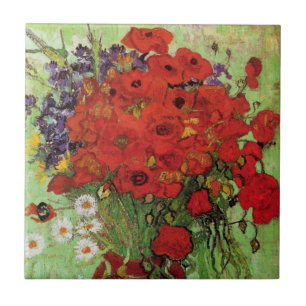 Van Gogh belägger med tegel röda vallmor och dai Kakelplatta