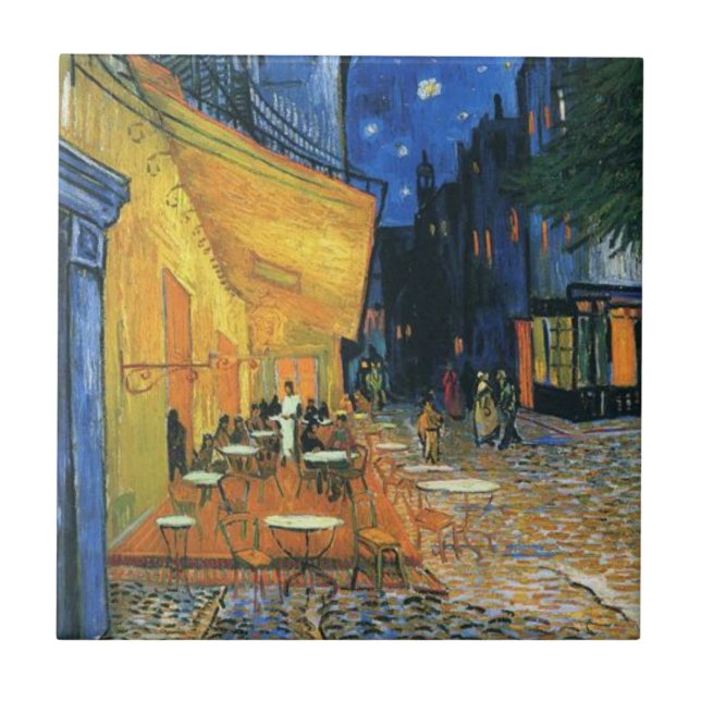 Van Gogh Berömd målar Cafe Terrace på natten Kakelplatta (Framsidan)