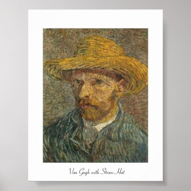Van Gogh Berömd Painting with Straw Hat, Poster (Framsidan)