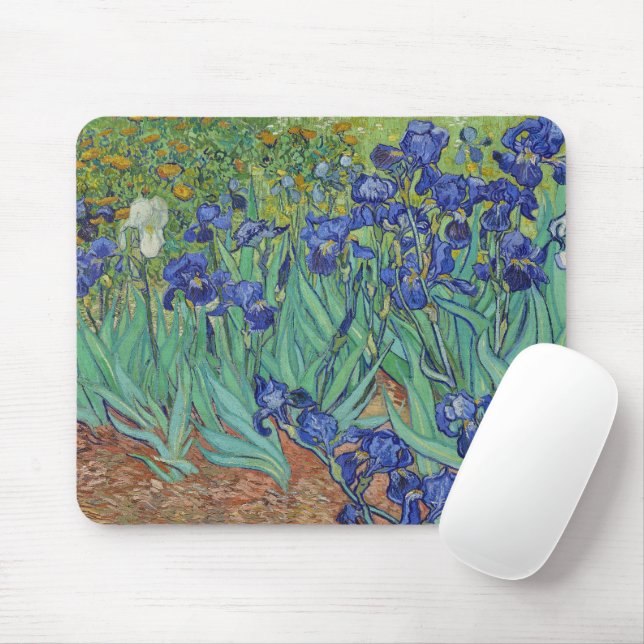 Van Gogh Berömda Blå Iriser Blommig Oljemålning Musmatta (Med mus)