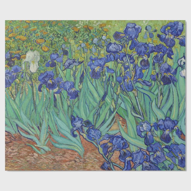 Van Gogh Berömda Blå Iriser Blommig Oljemålning Presentpapper (Platt)