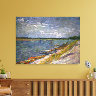 Van Gogh beskådar av floden med ekor, konst Canvastryck