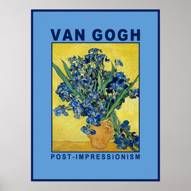 Van Gogh Blå Irisar Museum Affisch (Framsidan)
