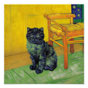 Van Gogh Black Cat Fototryck