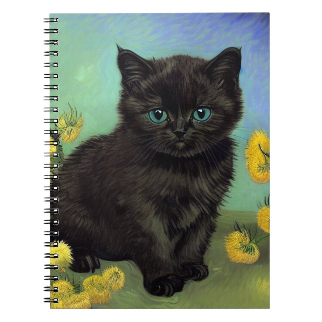 Van Gogh Black Cat Gula blommor Anteckningsbok (Framsidan)
