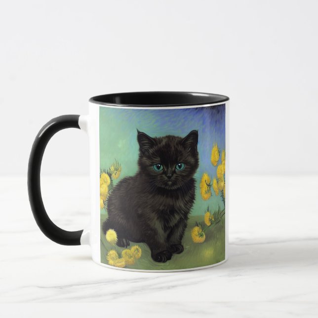 Van Gogh Black Cat Gula blommor Mugg (Vänster)