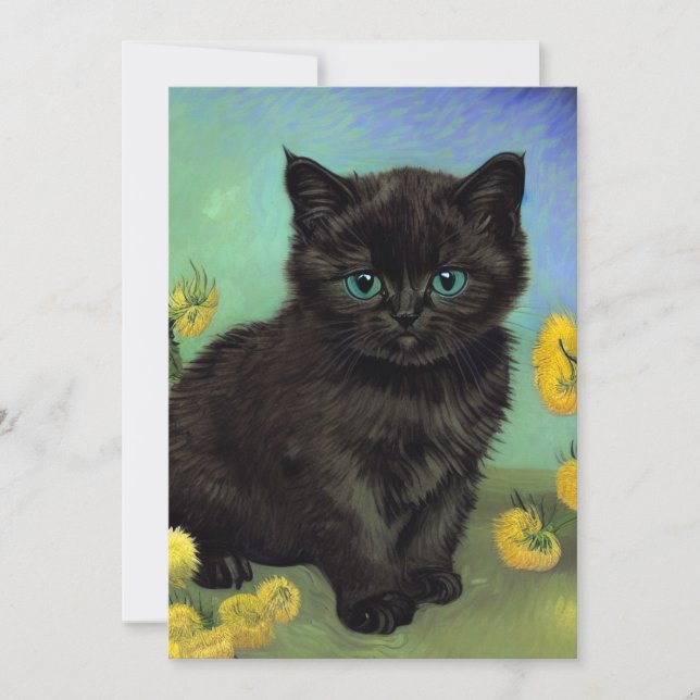Van Gogh Black Cat Gula blommor Spara Datumet (Framsida)