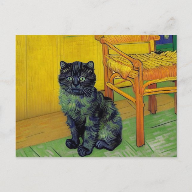Van Gogh Black Cat Helg Vykort (Framsida)