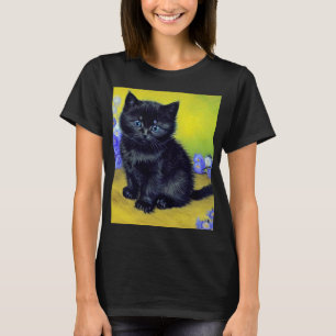 Van Gogh Black Cat Lila blommor T Shirt