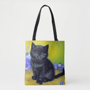 Van Gogh Black Cat Lila blommor Tygkasse