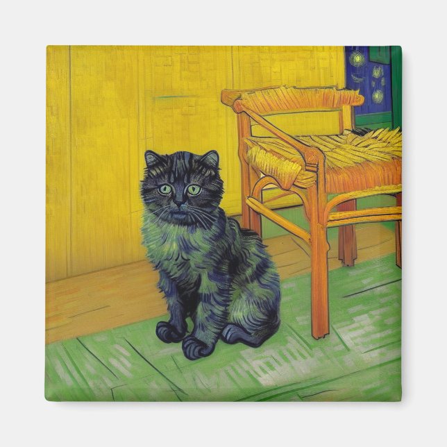Van Gogh Black Cat Magnet (Framsidan)