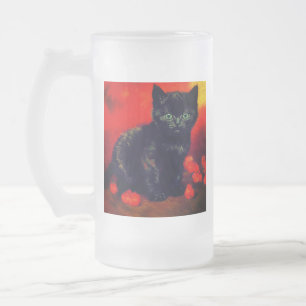 Van Gogh Black Kitten Frostat Ölglas