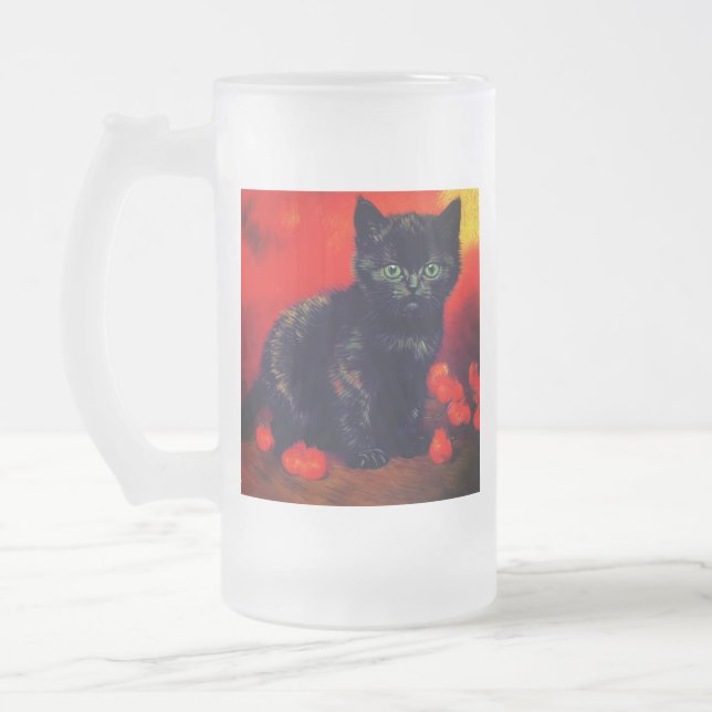 Van Gogh Black Kitten Frostat Ölglas (Vänster)
