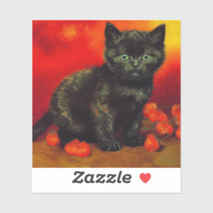 Van Gogh Black Kitten Klistermärken