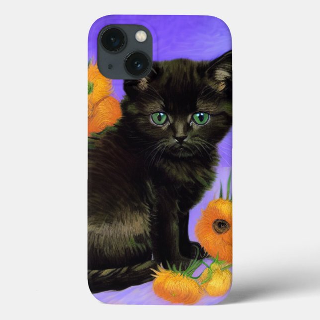 Van Gogh Black Kitten med solblommor (Baksida)