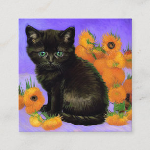 Van Gogh Black Kitten med solblommor Tilläggskort