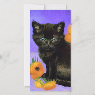 Van Gogh Black Kitten med solroskort