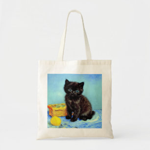 Van Gogh Black Kitten med Yarn Tygkasse