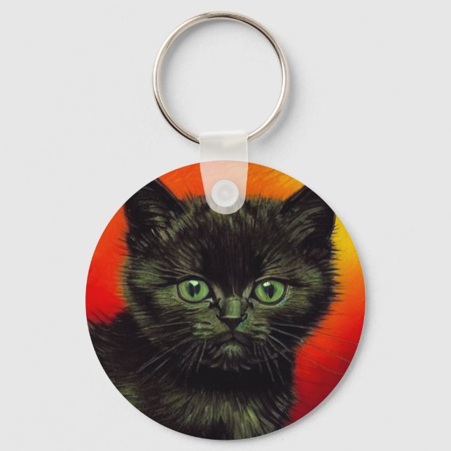 Van Gogh Black Kitten Nyckelring (Framsida)