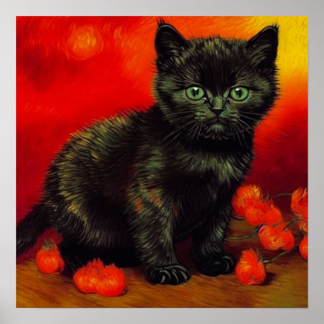Van Gogh Black Kitten Poster (Framsidan)