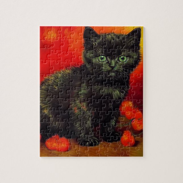 Van Gogh Black Kitten Pussel (Vertikal)