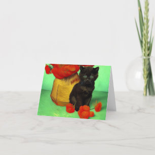 Van Gogh Black Kitten Red Flowers Meddelande