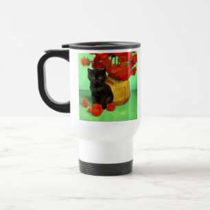 Van Gogh Black Kitten Red Flowers Resemugg