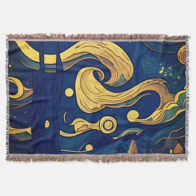 Van Gogh Blankets, AI-genererad Starry-natt Filt (Framsidan)