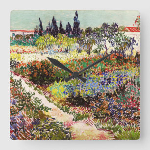 Van Gogh Blommar Garden at Arles Blommigt Fine Art Fyrkantig Klocka