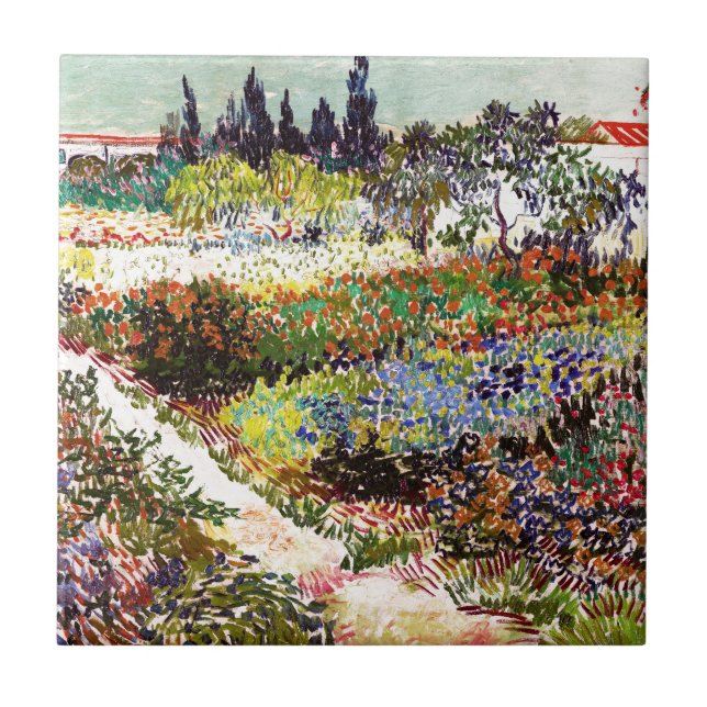 Van Gogh Blommar Garden at Arles Blommigt Fine Art Kakelplatta (Framsidan)