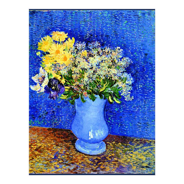 Van Gogh - Blommor i Blå Vas Fototryck (Framsidan)