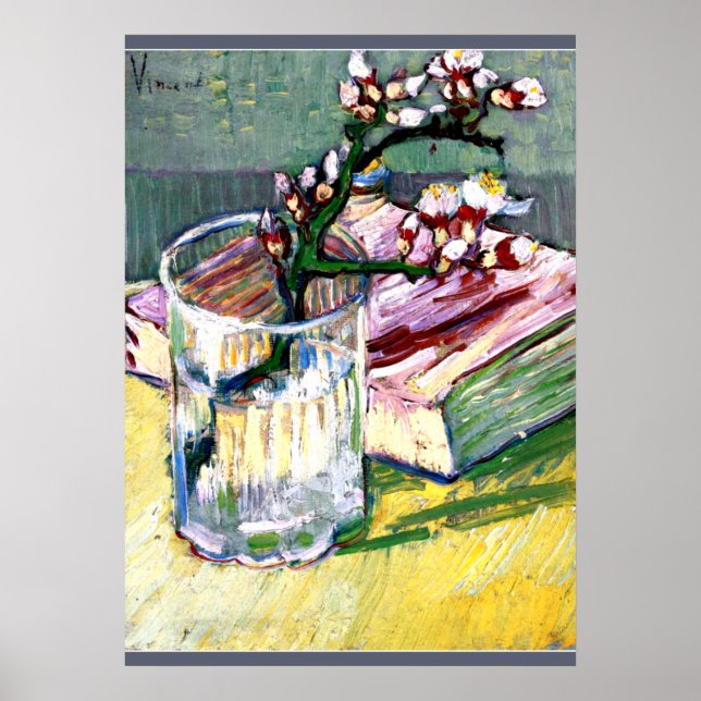 Van Gogh - Blossoming Almond Gren med Bok Poster (Framsidan)