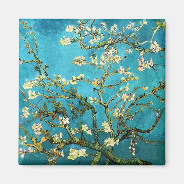 Van Gogh Blossoming Almond Träd Fine Art Magnet (Framsidan)