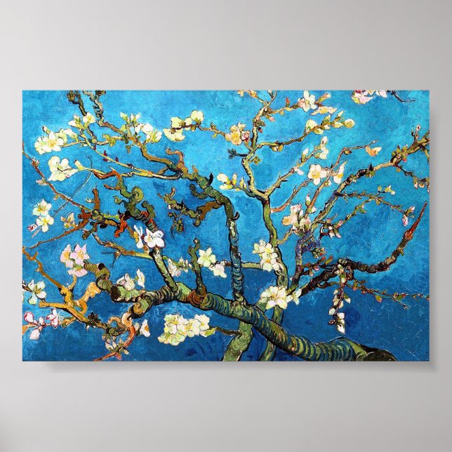 Van Gogh Blossoming Almond Träd Fine Art Poster (Framsidan)