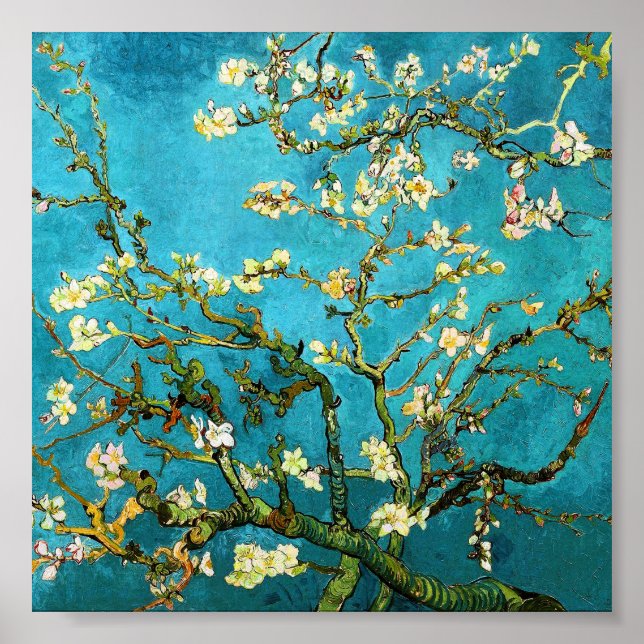 Van Gogh Blossoming Almond Träd Fine Art Poster (Framsidan)